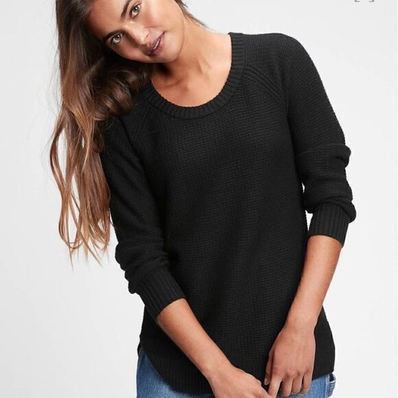 GAP True Soft Textured Crewneck Sweater, Black, Size Large - Picture 1 of 11